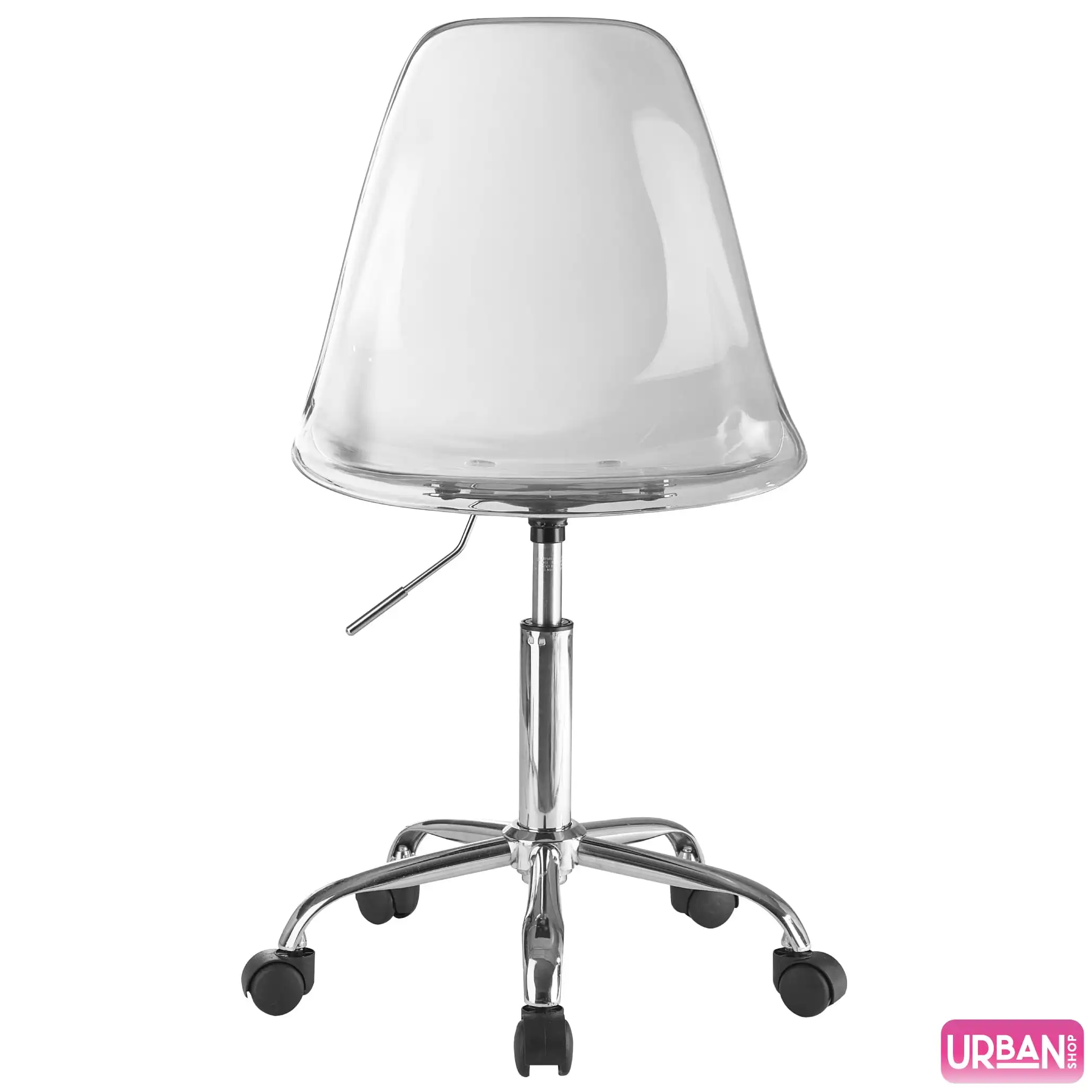 

Acrylic and Metal Rolling Office Chair, Clear