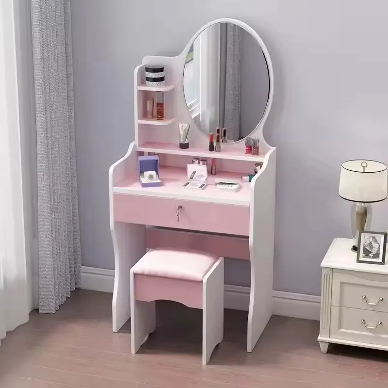 Multifunctional small apartment dresser dresser with LED light environmentally friendly wooden integrated cabinet