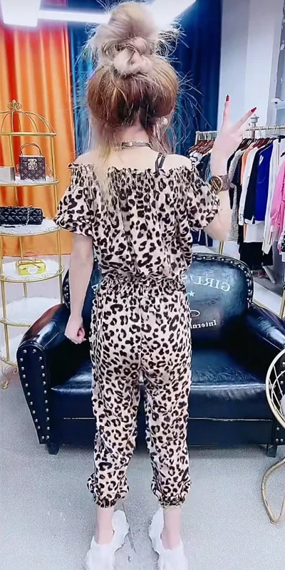 Letnie spodnie damskie z wysokim stanem, cienkie, szyfonowe, w kwiaty, eleganckie, jednoczęściowe, na lato 2023.