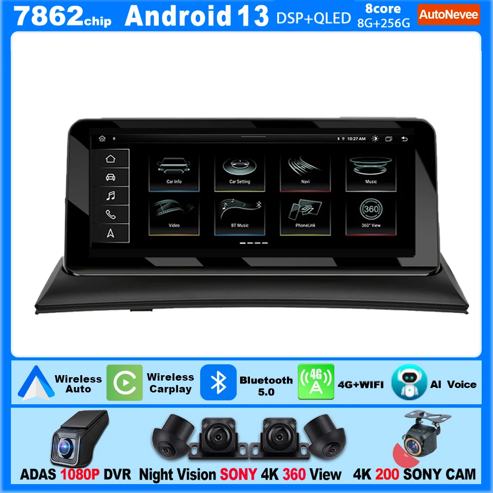 10.25 Inch Carplay Radio Android For BMW X3 E83  2005-2011 Multimedia Player Touch Screen Bluetooth 4G Wifi Rear Camera Display