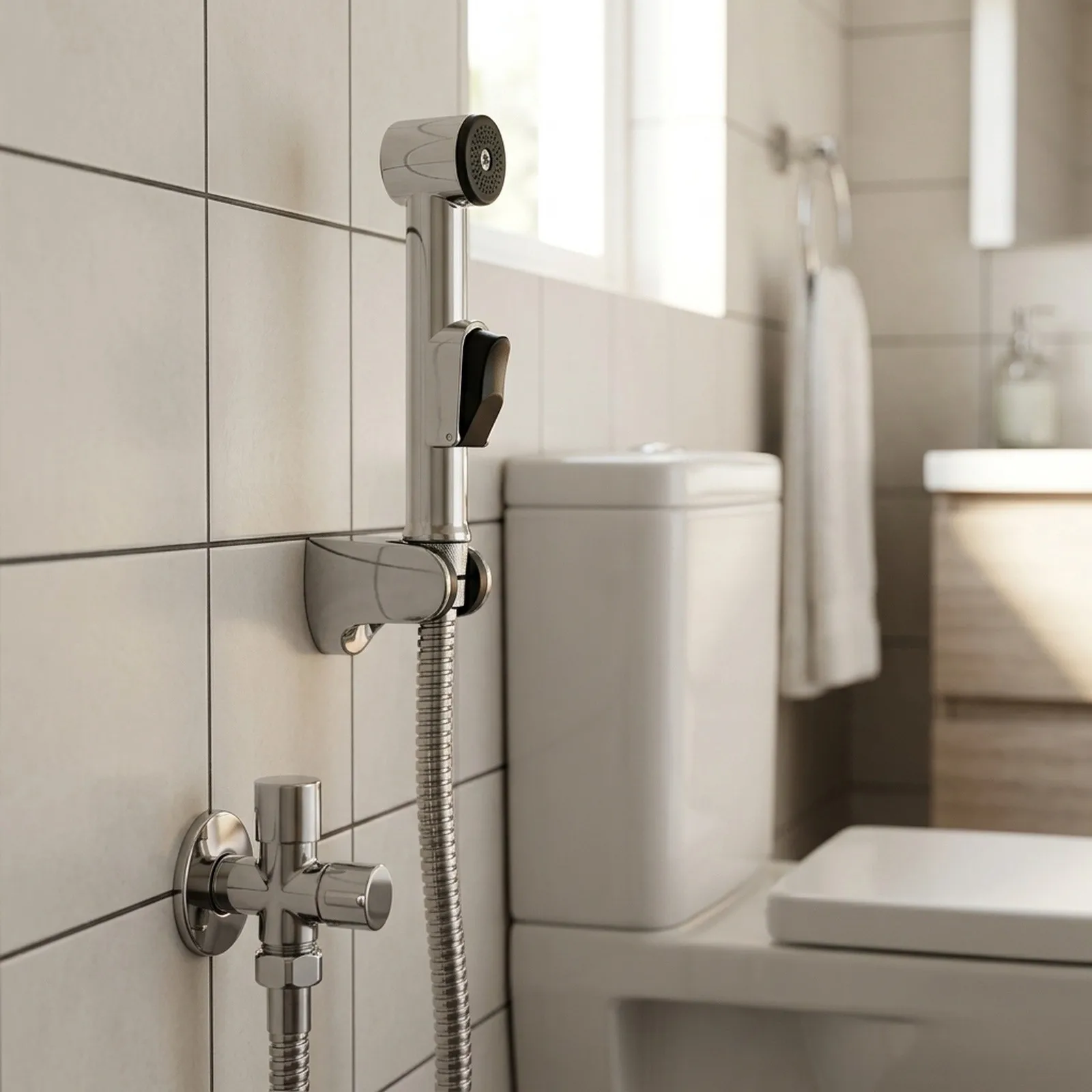 Bidet Handheld Spray Nozzle for Toilet with G1/2 Connection Designed for ABS Durability and Multi-Use Applications