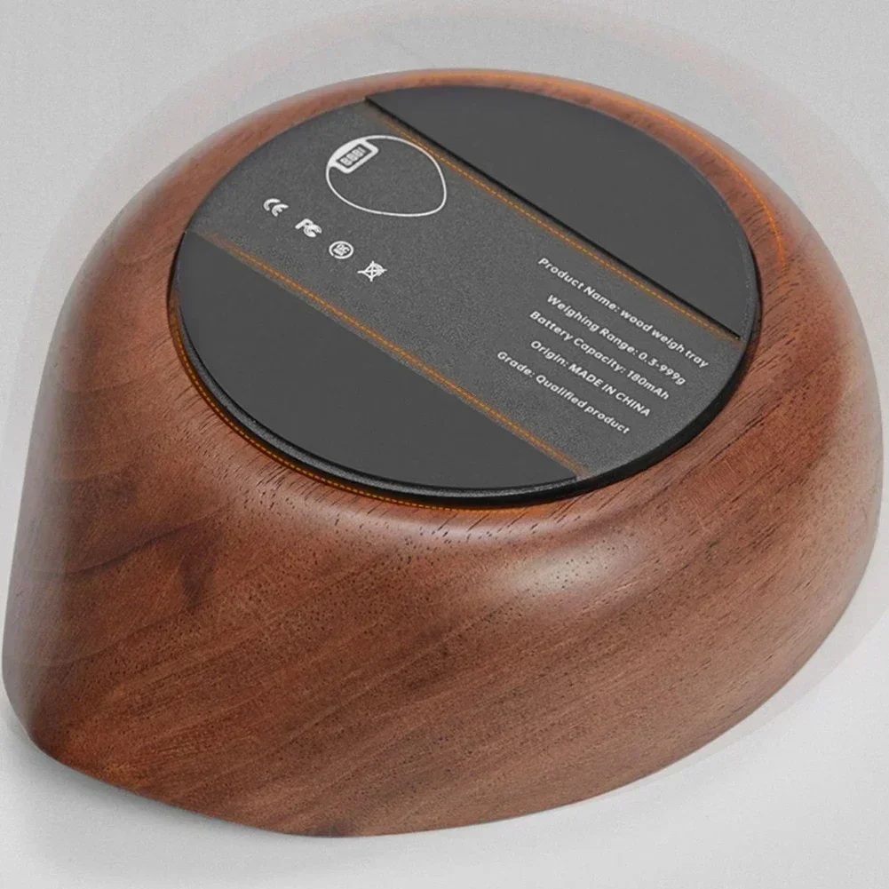 Wooden Electronic Digital Scale Walnut Hand-Poured Tea Coffee Electronic Scale Coffee Bean Weigher Gram Scale 0.3g/999g