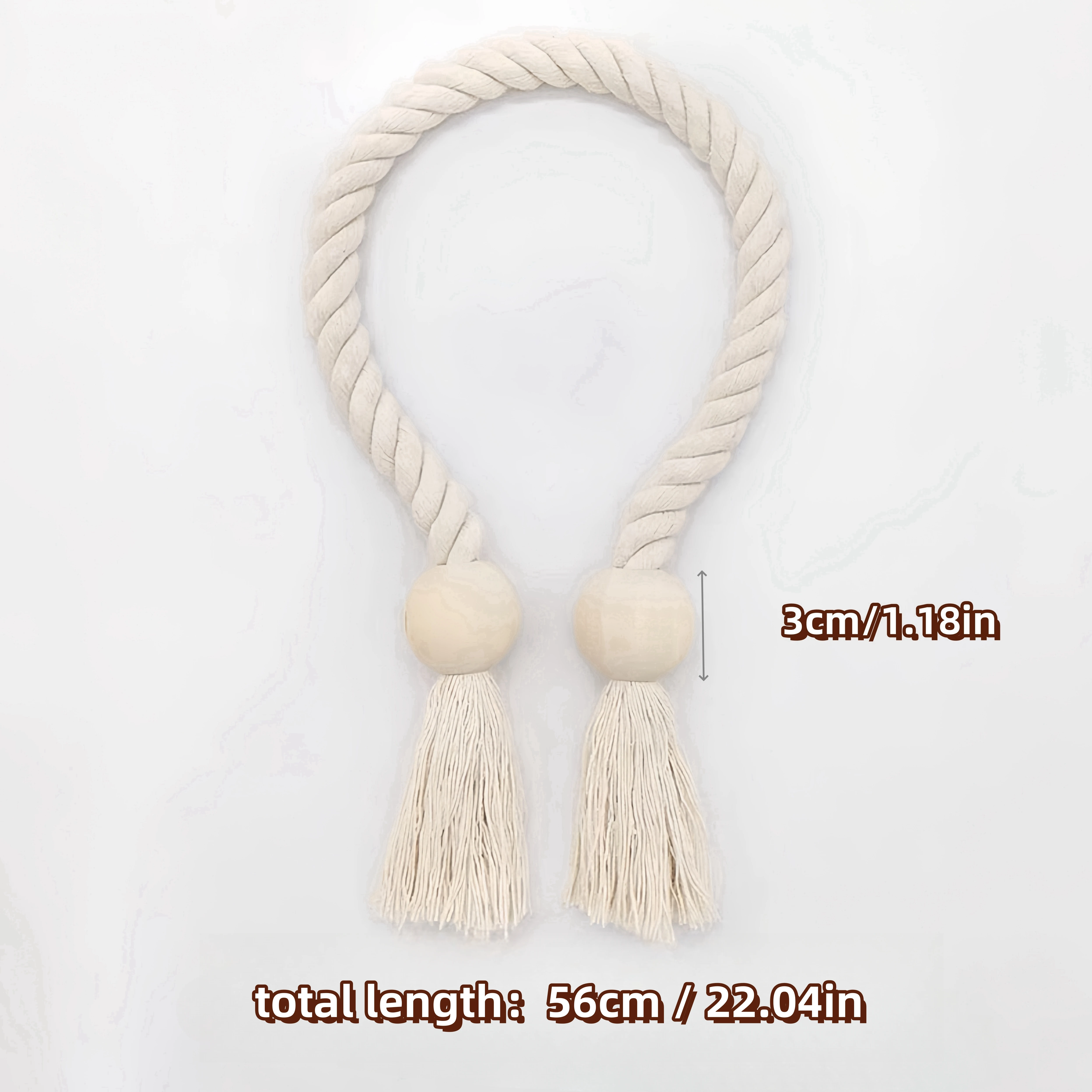 1pcs boho style hand-woven curtain strap simple solid wood magnetic design for a warm home decor in the bedroom and living room