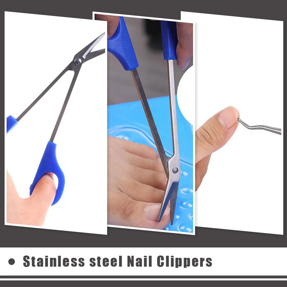 

2Sets Pedicure Nail Clippers Toenail Trimmers Long Handle Durable Stainless Steel Nail Trimming Tool Fingernail Files