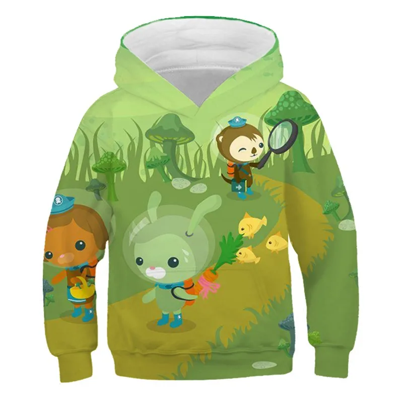 2024 Spring and Autumn Children Cartoon Hooded Sweatshirt Octonauts Undersea Column 3D Digital Printing Children\'s Casual Hoodie