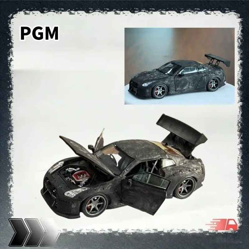 [Pre-sale] PGM 1/64 Nissan GTR R35 Black Carbon Fiber Full-Open Simulation Car Model, Boys' Toy, Collection Decoration Item.