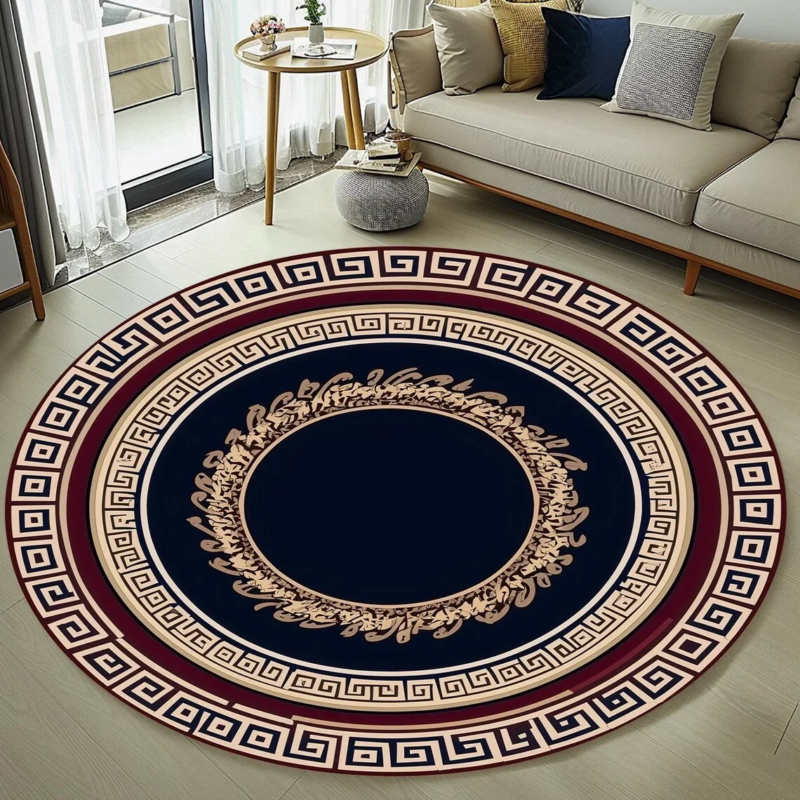 ~O~Retro Round Rug with Ancient Books & Butterfly Motif – Floral Non-Slip Mat for Bedroom, Living Room & Seating Areas