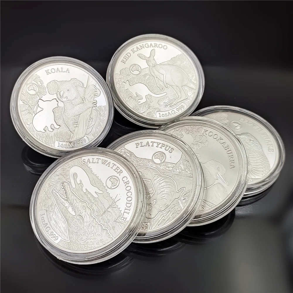 Monedas de Plata de Australia 2019, Koala, Cocodrilo de Agua Salada, Canguro, Serpiente, Colibrí, Moneda de Plata de 1 Onza con Animales, Regalo de Recuerdo de Elizabeth