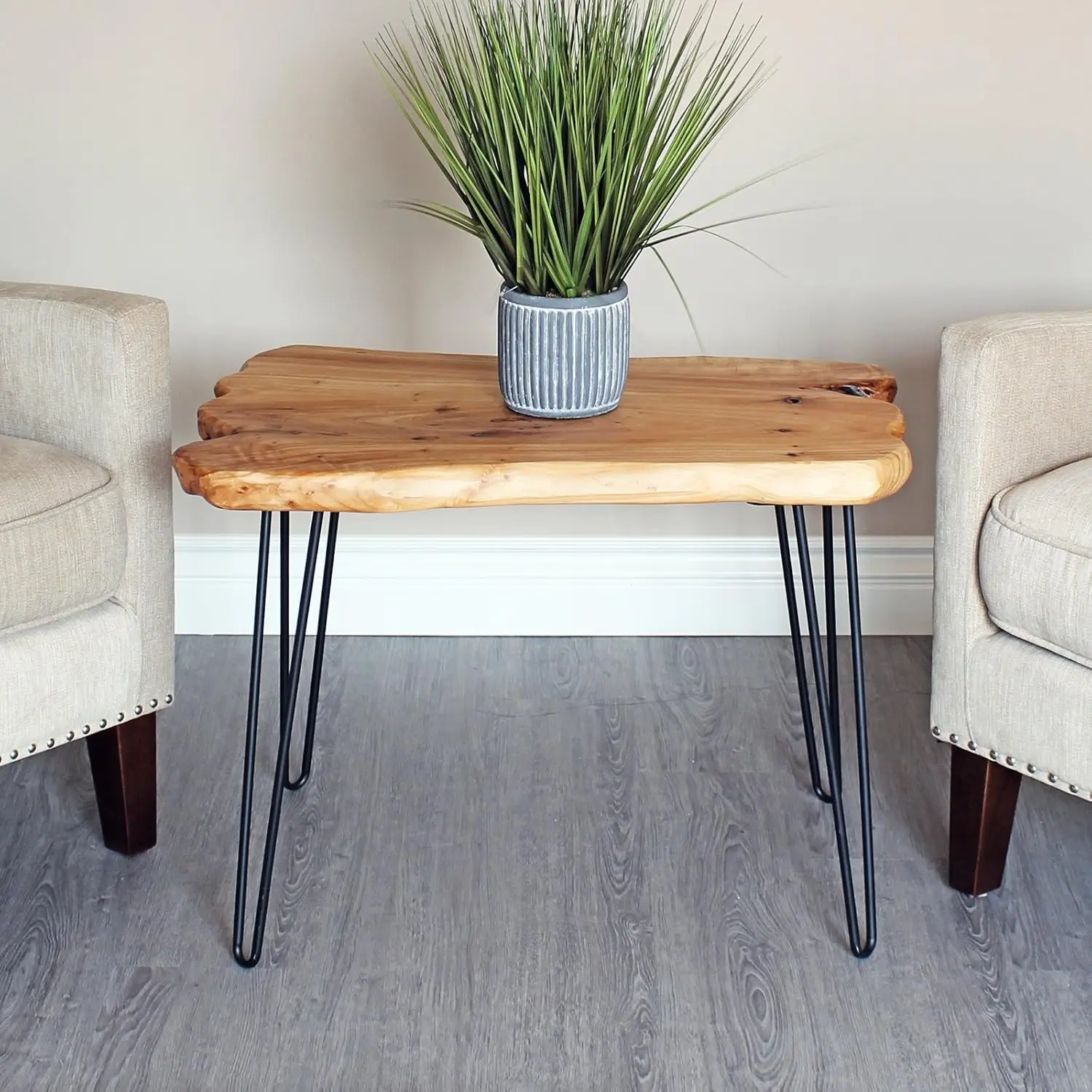 Natural Edge Coffee Table, Small Square Cedar Wood Table, 28X20.5X20.5 Inches, Unfinished