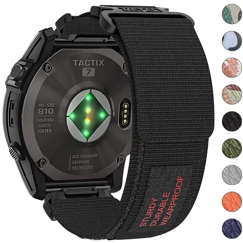 الرياضة النايلون حلقة الفرقة لساعة Garmin Tactix 7Pro Fenix 7X 6X 7 5 6 Pro 5X Plus 3 3HR سوار ل Garmin الفرقة 26 مللي متر 22 مللي متر حزام
