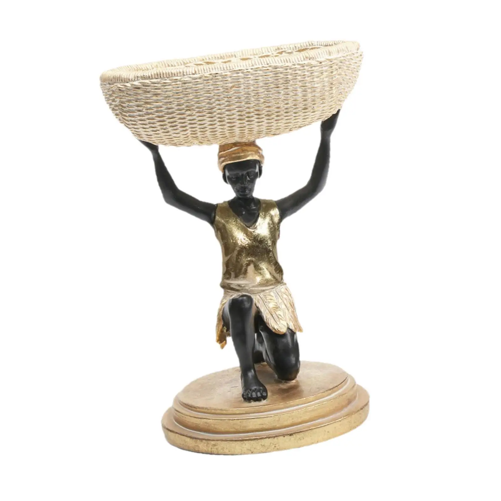 African Men Key Holder Decorative Tray Figurine Resin Art Multifunctional Storage Box for Housewarming Gift