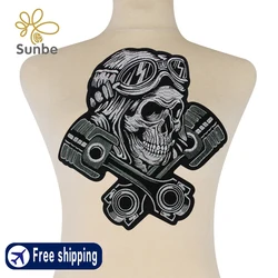 Skull Pilot Embroidery Patches Iron on Sew on Patches for Hoodie Jacket Motorcycle Backpack