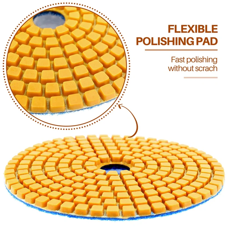3 Pieces 100Mm Diamond Flexible Wet & Dry Polishing Pads 3 Step Floor Polish For Stone Marble Tile