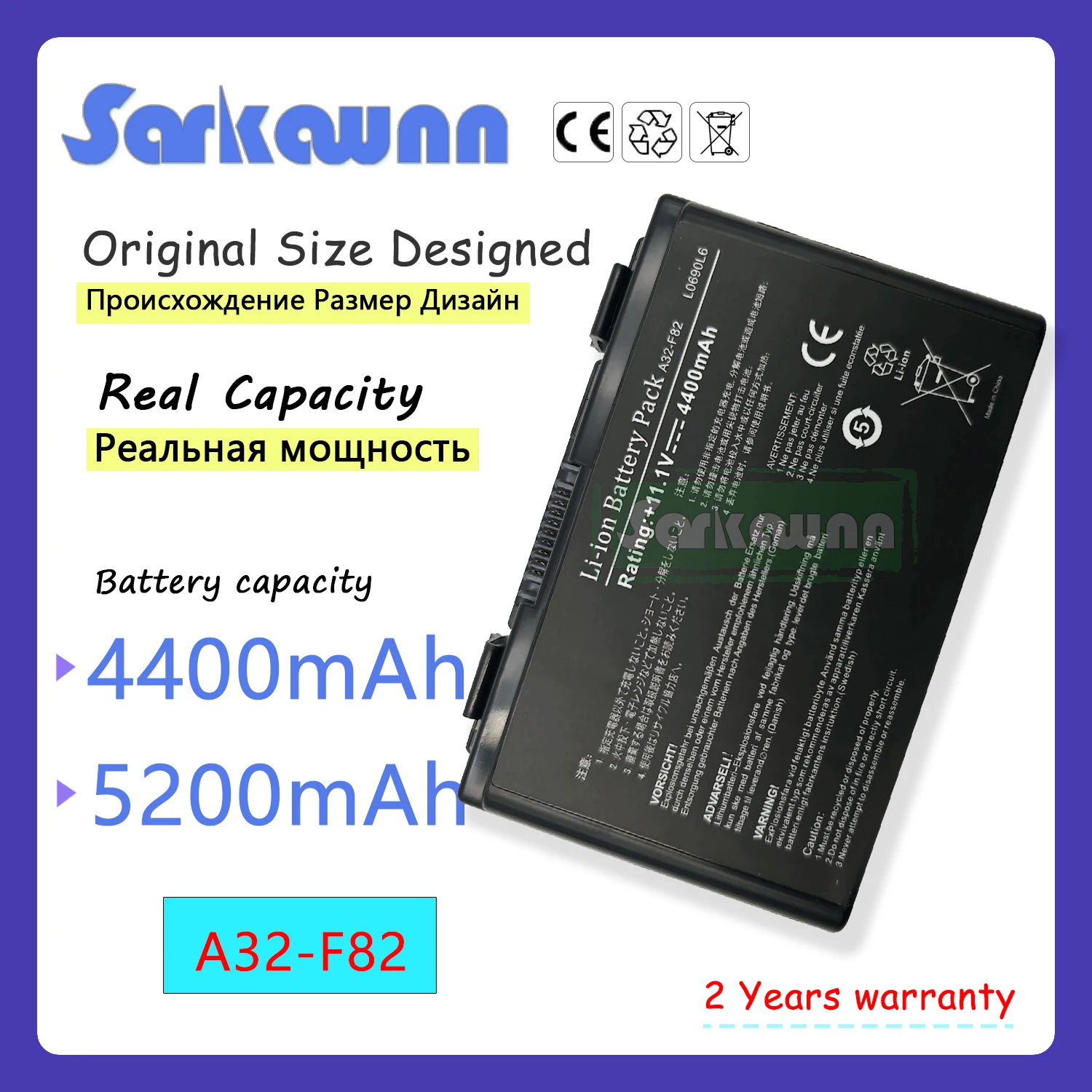 

SARKAWNN 6CELLS F82 90-NVD1B1000Y LAPTOP Battery For ASUS F52 F82 F83S K40 K40E K40IJ K40IN K50 K51 K50AB-X2A K50ij K50IN