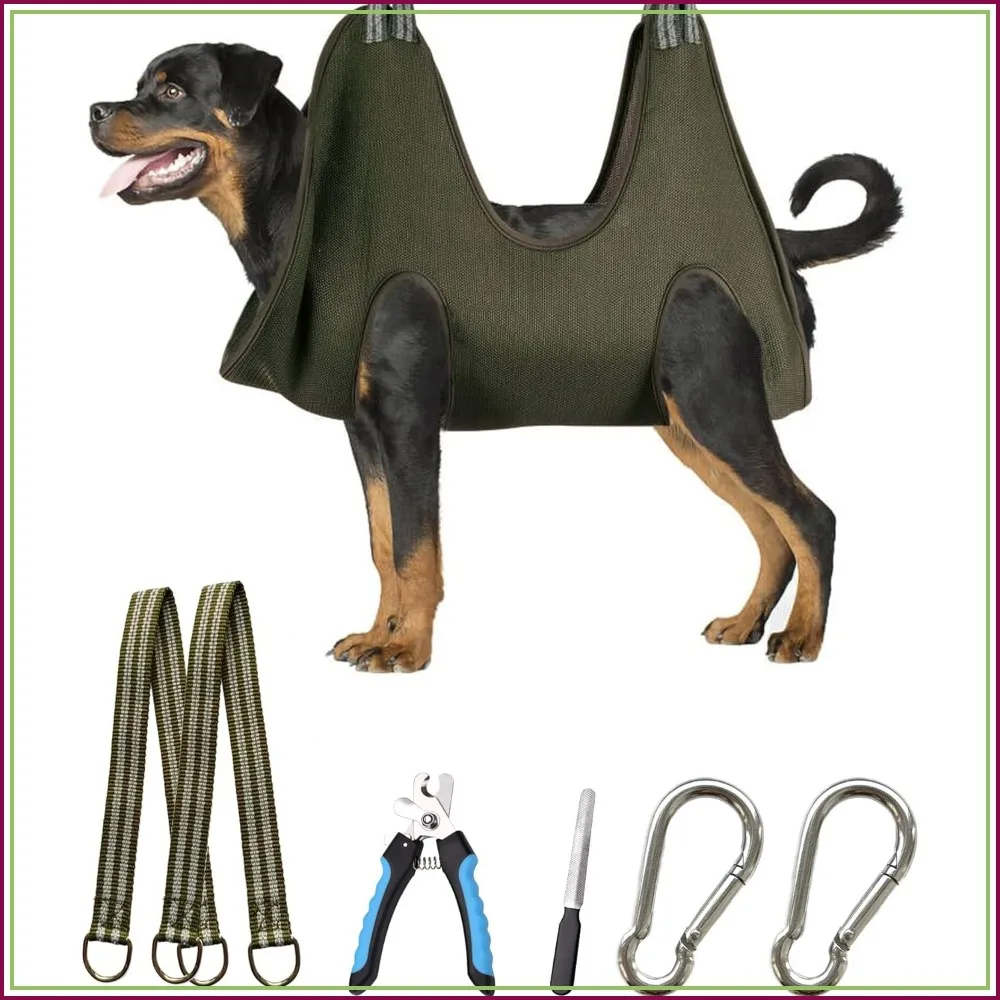 10 in 1 Dog Grooming Hammock with Nail Clippers, Trimming Sling for Extra Large Dogs (Under 120lb)