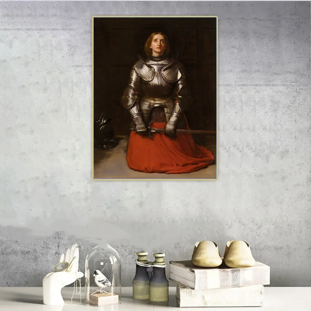 John Everett Millais《Joan of Arc》Canvas Oil Painting Artwork Poster Picture Wall Hanging Decor Home Living Room Decoration