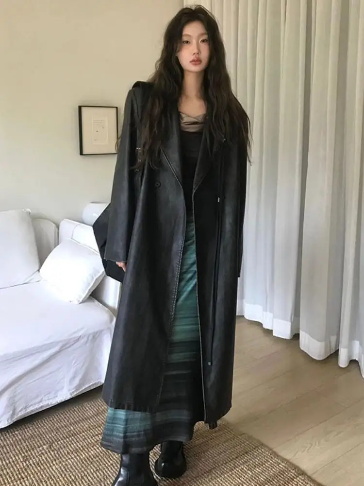 

2025 Women's Gradient Stripe Dress - Slim Fit Long Sleeve Maxi, Dark Elegant Minimalist Style for Spring Autumn winter