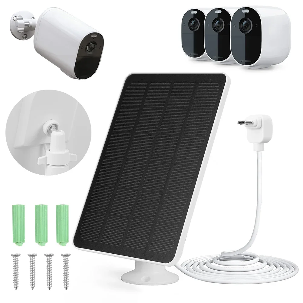 

1-3PCS Solar Panel Camera Charger 360°Adjustable Wall Mount Camera Solar Panel for Arlo Essential Spotlight/XL Spotlight Camera