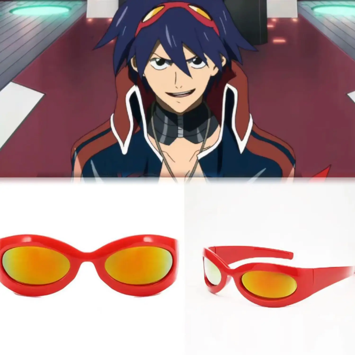 

Аниме-реквизит для косплея: красные солнцезащитные очки персонажа Саймон из Gurren Lagann (Тенген Топпа Гуррен-Лаганн), реквизит для выставки комиксов