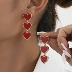Earrings for Women Retro Temperament Simple Heart-shaped Fringed Metal Acrylic Ear Accessories Fashion Jewelry DE170