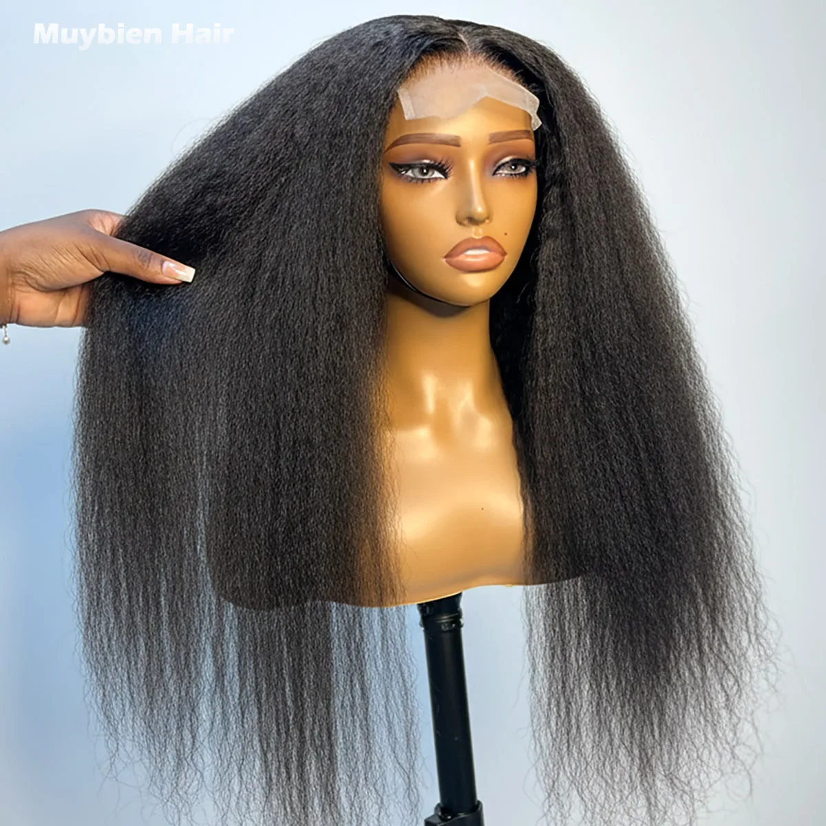 13x6 360 Kinky Straight Lace Front Perücken aus Echthaar, vorgezupft, 180 % Dichte, Yaki Straight, 13x4 Transparente HD Glueless Lace Perücke