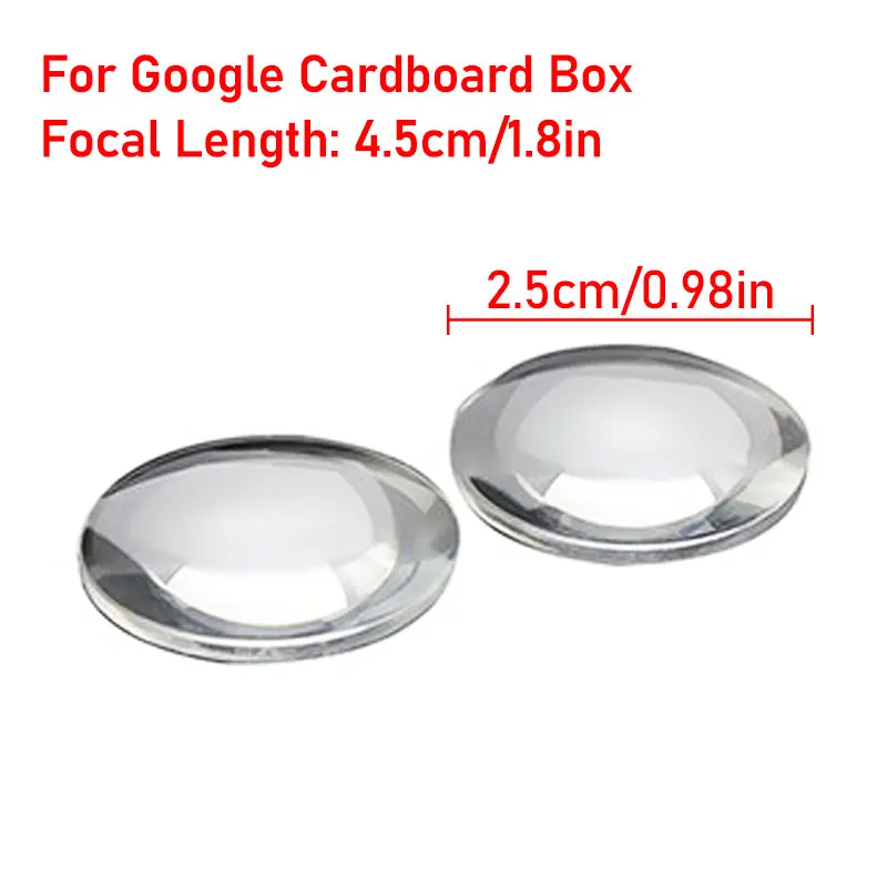 2/10Pcs Dia 25mm Focal Length 45mm BiConvex Clear Lens Convex Glass Lens For Google Cardboard Box 3D VR Glasses Magnifying Lens