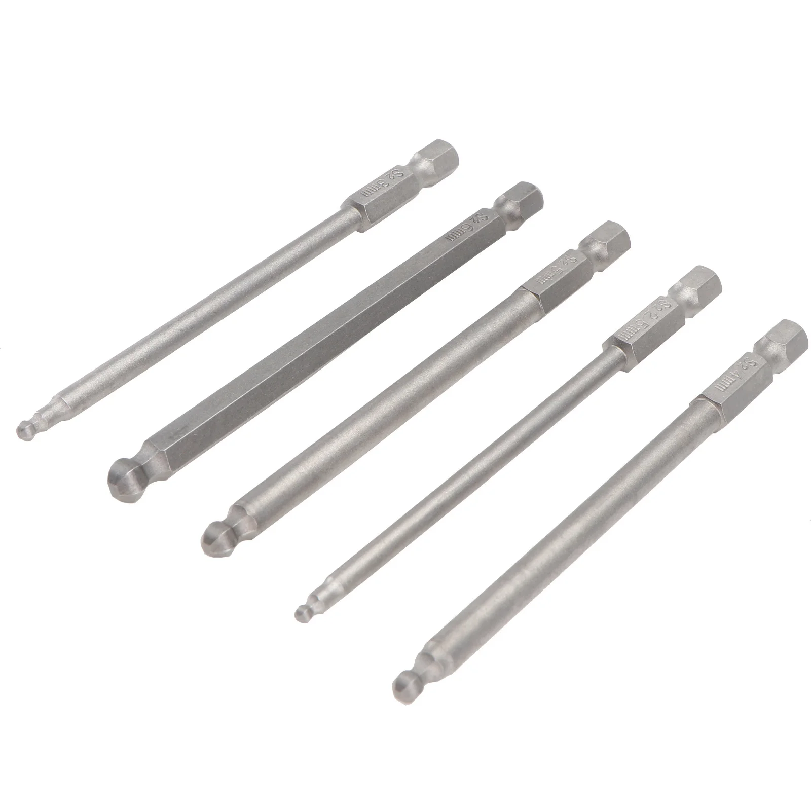 Jeu d'embouts de tournevis à extrémité sphérique magnétique en acier, tête hexagonale 2.5mm 3Mm 4Mm 5Mm 6Mm, embouts de tournevis de haute précision 100Mm de longueur 5 pièces