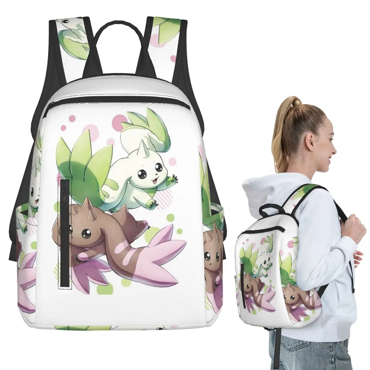 

Terriermon Lopmon Backpack Student BookBag Children School Bag Laptop Shoulder Bags Men Women