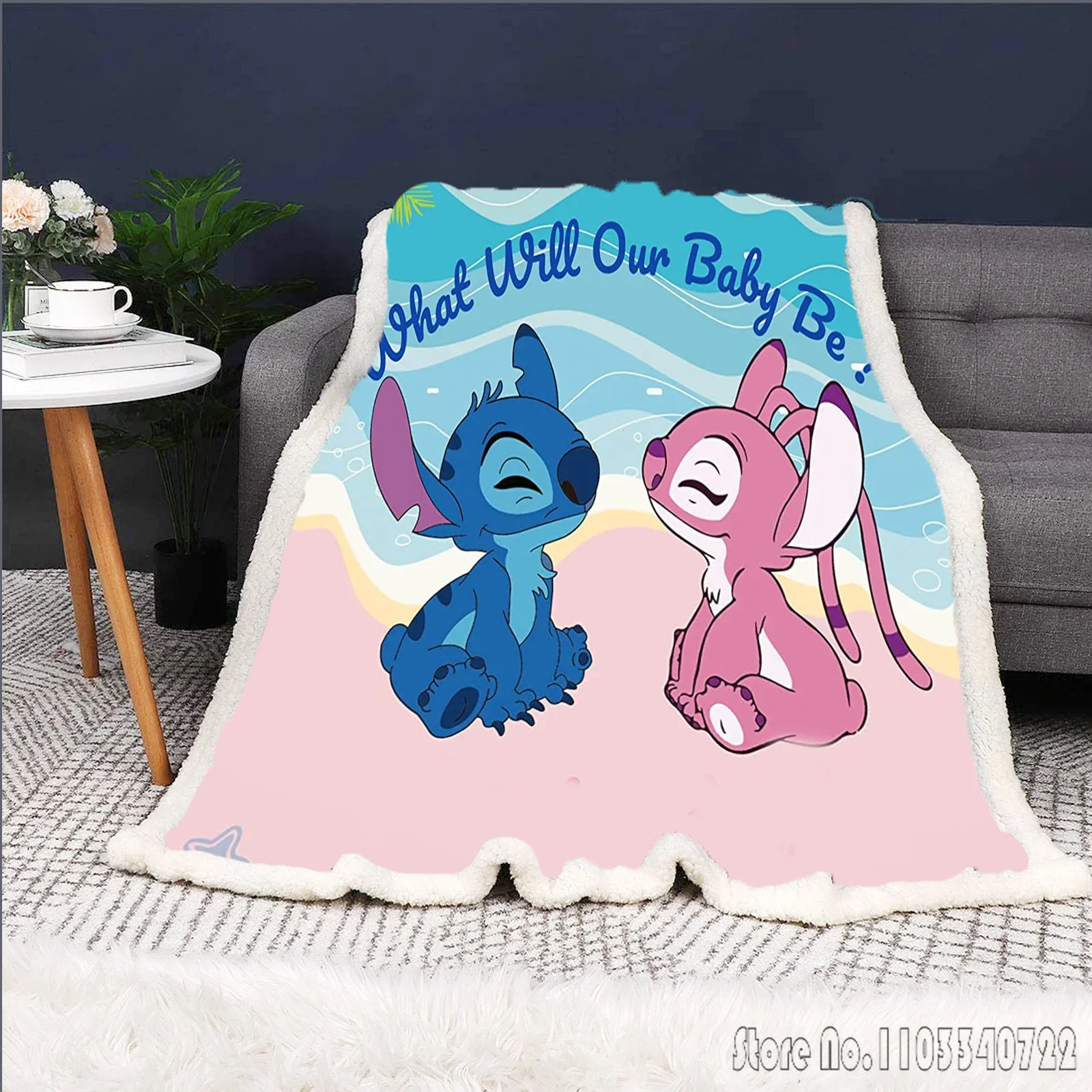 Mantas Disney Stitch para niños, dibujos animados Kawaii, cama y mantas de lujo, impresión reactiva, tela de microfibra impresa, invierno