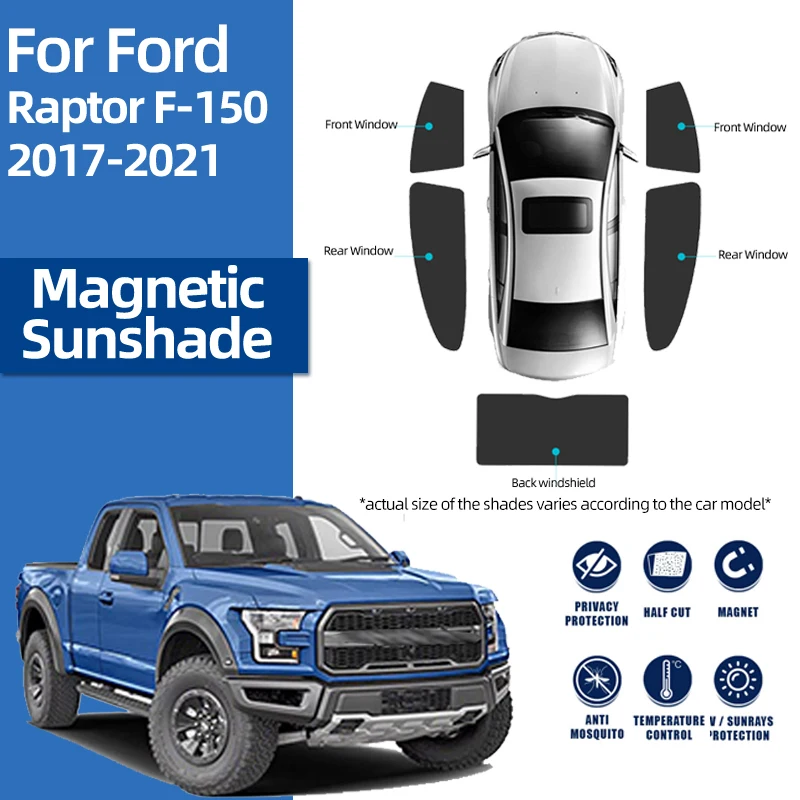 

For Ford F-150 2014-2020 Lobo F150 Magnetic Car Sunshade Shield Front Windshield Curtain Rear Side Baby Window Sun Shade Visor