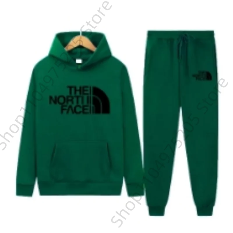 

New fall/winter fashionable high-quality exquisite workmanship essential men's and women's hooded coat + pants set clothing tren
