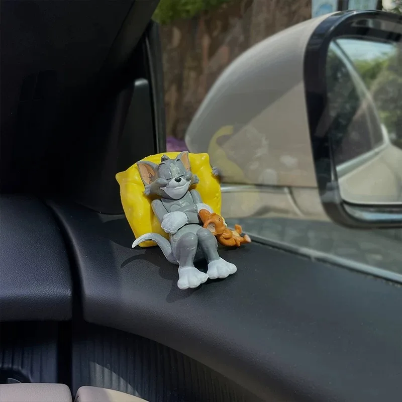 Kawaii Sleeping Doll Car Decoration Cute Cartoon Dashboard Decoration with Yellow Pillow Resin Doll Desktop Decoration Gift view 5