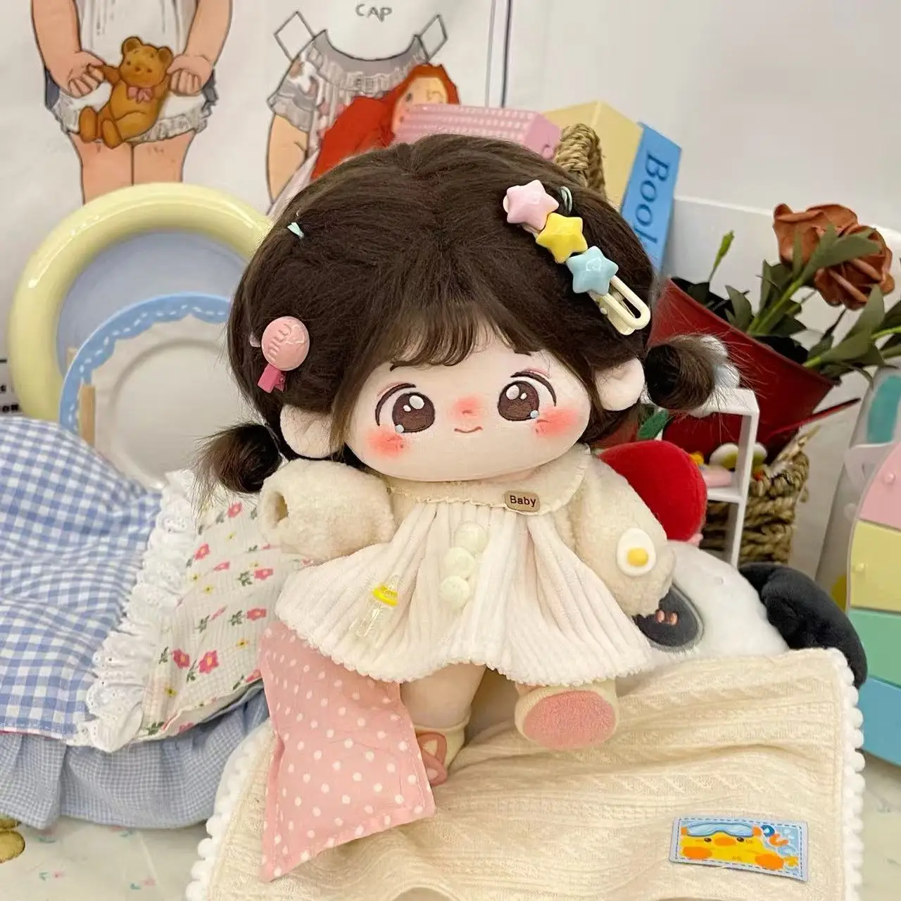 Gonna piccola in peluche per vestiti per bambole in cotone da 20 cm Caldo inverno Ragazze carine Vestito cosplay Burattino di peluche da collezione ACC Giocattoli regalo per bambini