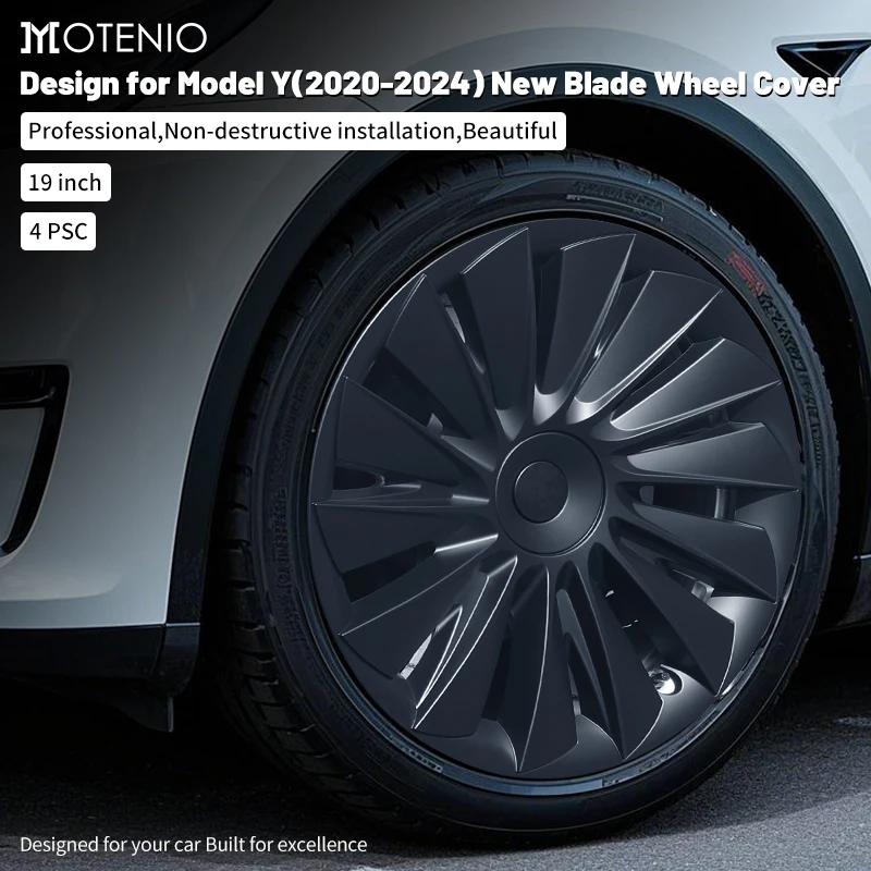

4PCS 19 Inch New Blade Wheel Cover Hubcaps for Tesla Model Y (2020-2024) – Full Coverage Hub Cap Automobile Accessories