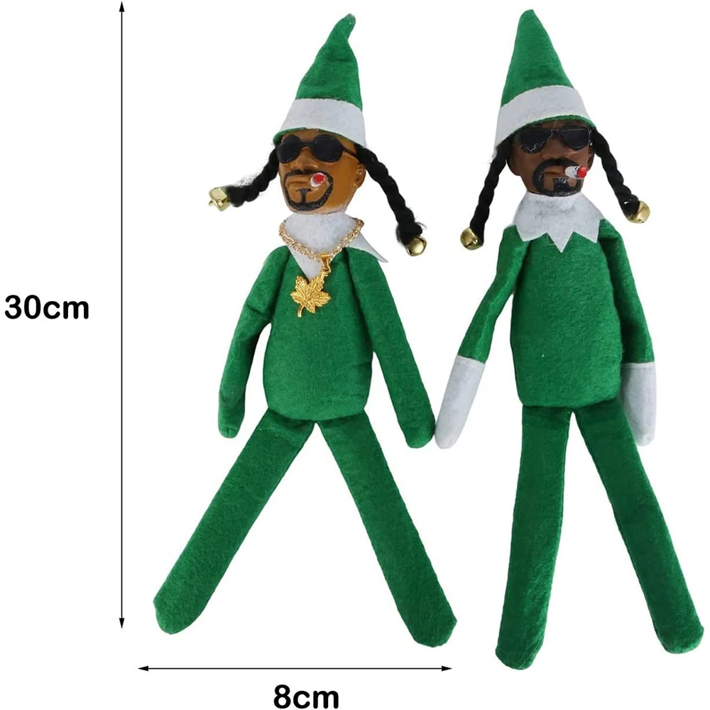 Snoop on a Stoop Christmas Elf Doll 11.8in Christmas Doll Toy Handcrafted Elbow Plush Gift Funny Collectibles for Hip Hop Lovers