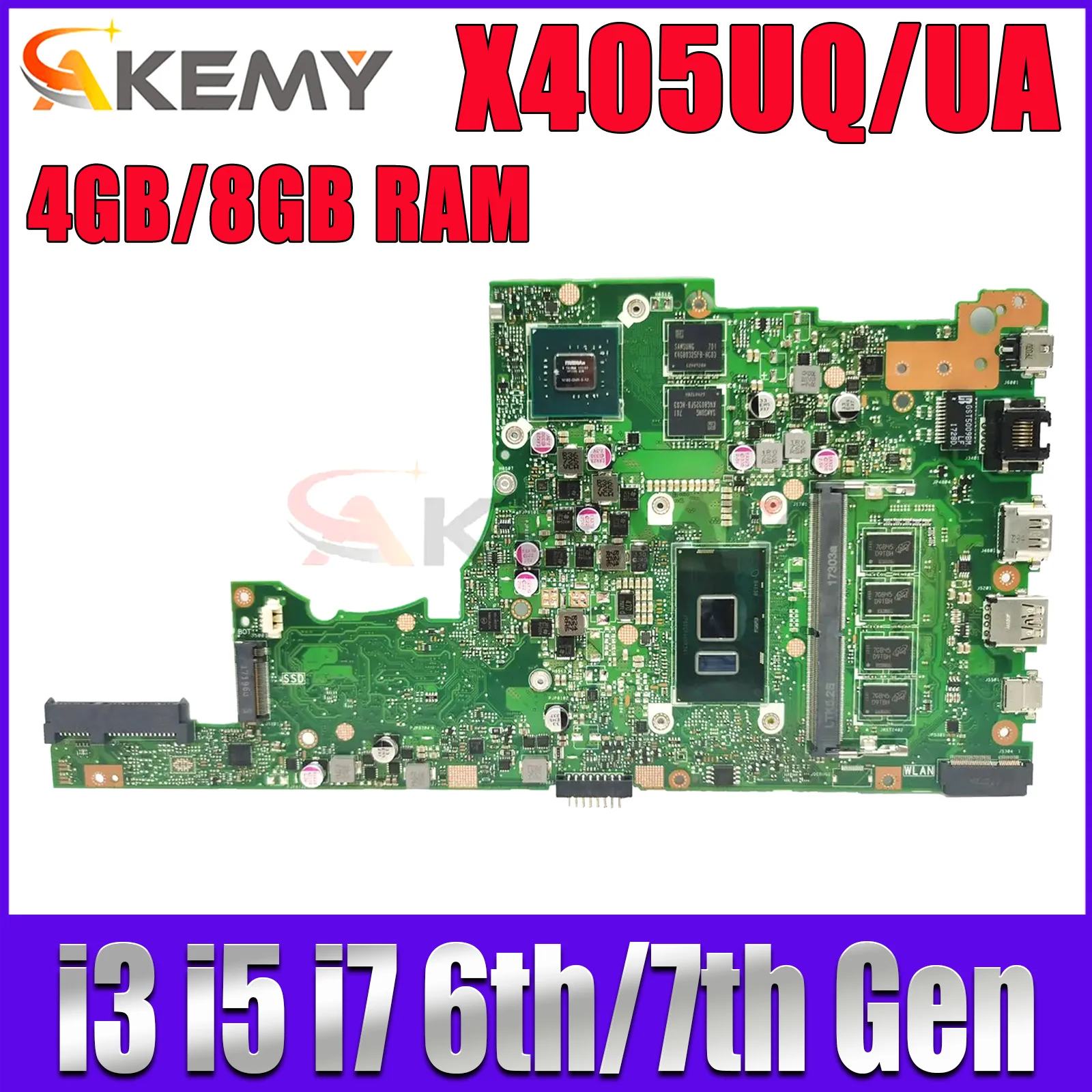 

X405UQ Mainboard For ASUS S4100U X405UA X405UR X405URP X405UB A405U S405U K405U F405U Laptop Motherboard I3 I5 I7 CPU 4G/8G RAM