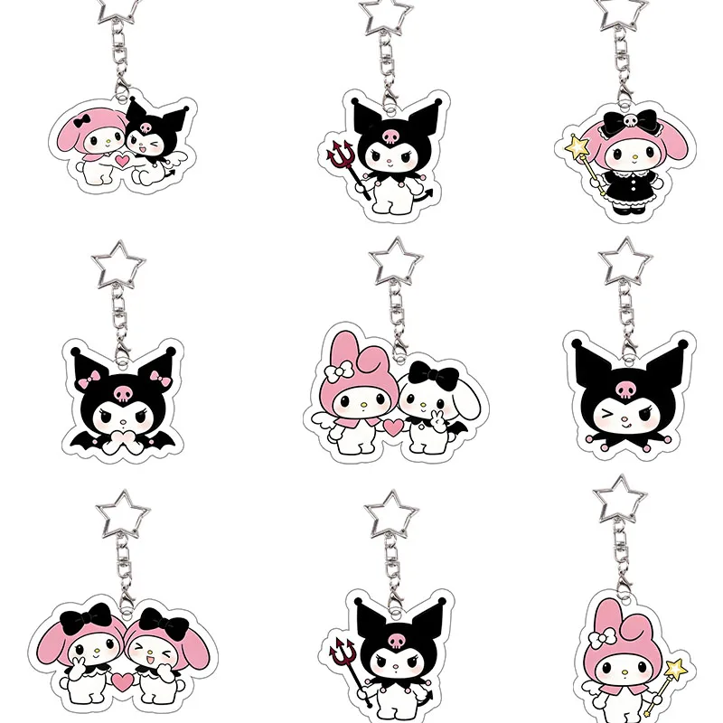 

Kuromi Acrylic Keychain Melody Kawaii Student Bag Pendant Keyring Anime Cartoon Charm Exquisite Girl Birthday Gift