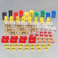 24/40/62Pcs Mini Traffic Cones Street Scene Model Road Signs Road Block Fences Parking Crossbar Kid Cognition Early Teaching Toy