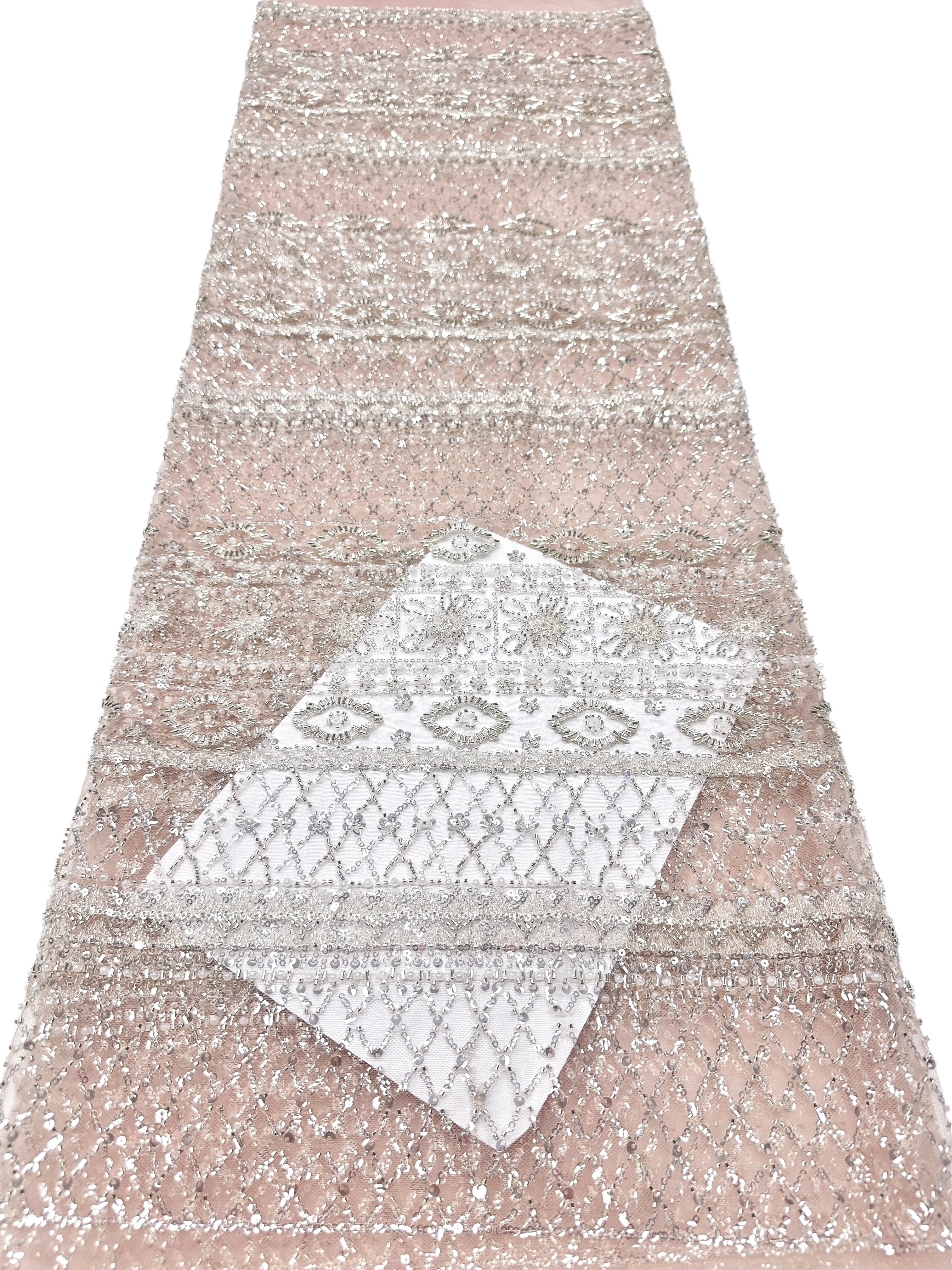 African French Sequins Lace Fabrics White 2026 High Quality Tulle Lace 5 Yards Nigerian Embroidered Dresses Material For Party