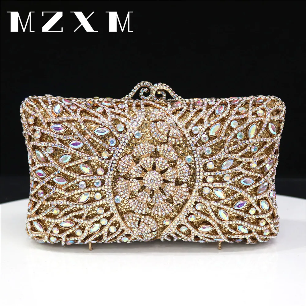 2024 Newest Luxury Ladies Evening Bag Party Wedding Hollow Crystal Clutch Multicolour Rhinestone Handbags Wallet