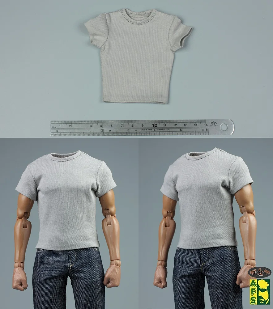 In Stock AFS 1/6 Scale Male Soldier Solid Color T-shirt Tops Clothes Model Fit 12\'\' Soldier Action Figure Body Dolls