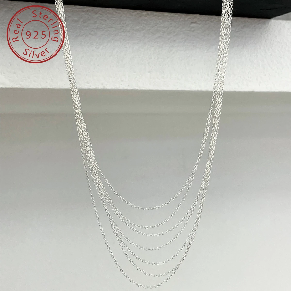 925 silver tassel inspired multi-layer ten zi necklace, minimalist style, versatile for daily commuting