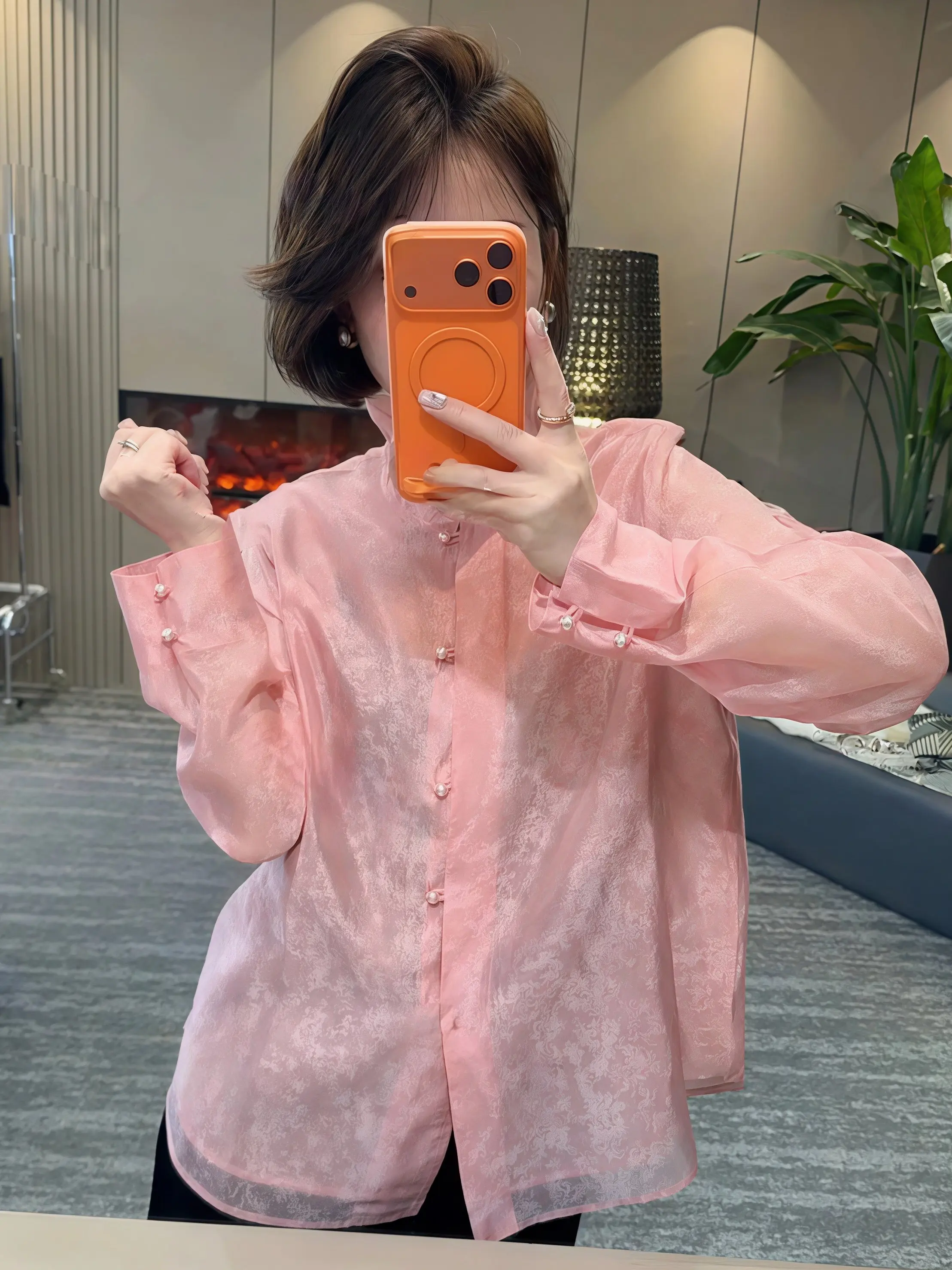 

New Chinese Style Long Sleeve Loose Women's Shirt Spring 2026 Floral Embroidery Collar Fashionable Design Layering Top