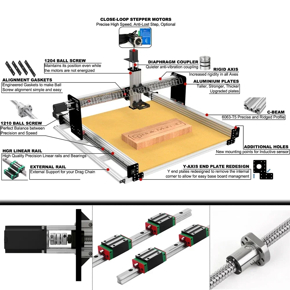 BulkMan3D ULTIMATE Bee CNC Router Machine Kit completo 4 eixos DDCSV4.1 Controle offline 2.2KW Ar/Água Eixo de resfriamento CNC Navio grátis