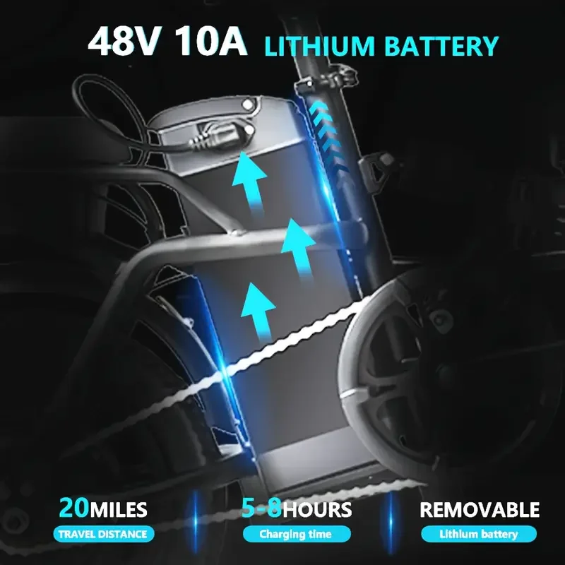 14" Mini faltbares Elektro-Motorräder E-Bike für Erwachsene, 450W Spitzenmotor Ebike 20Mph 19,5 Meilen 10,4AH Elektrofahrrad für Erwachsene