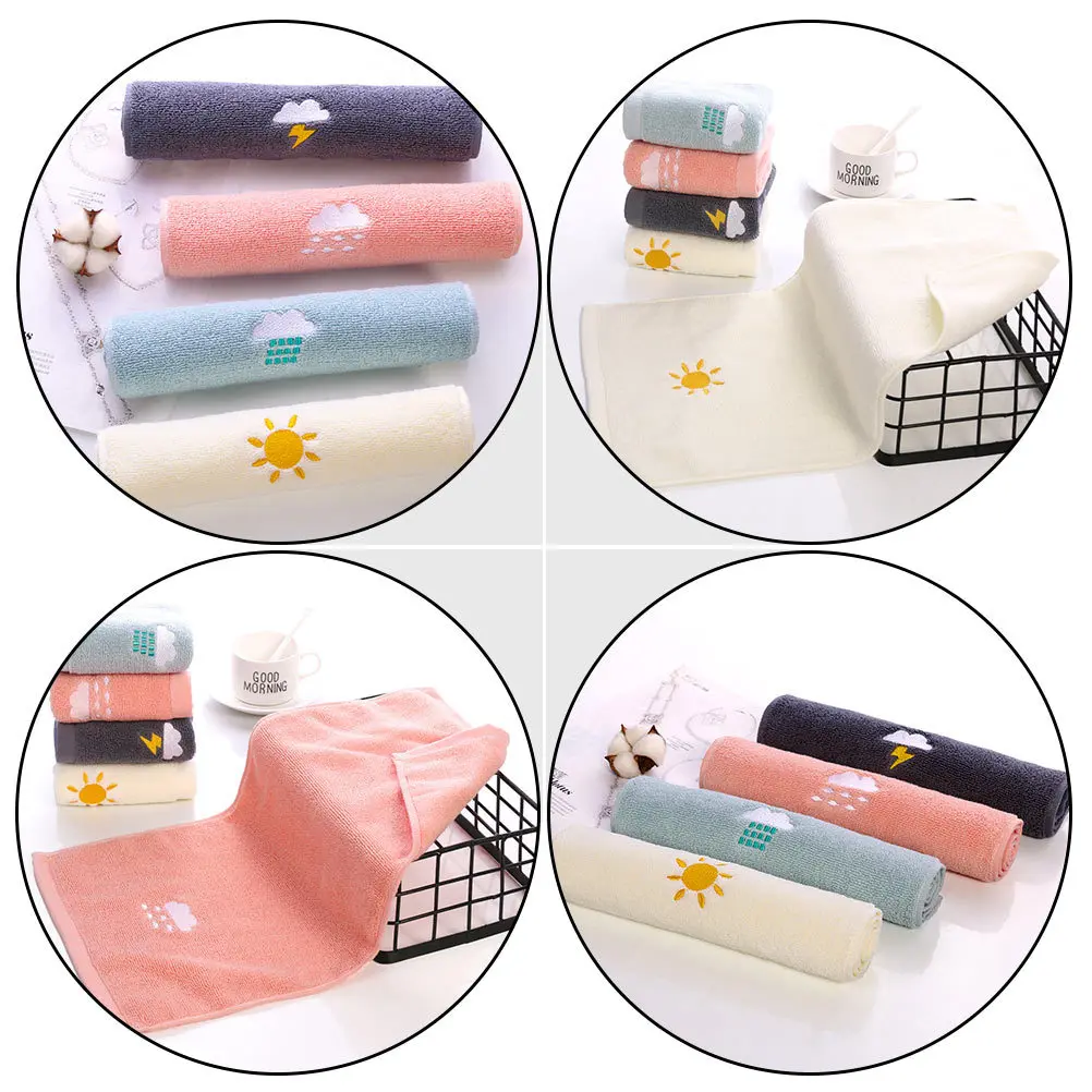3 個の刺繍入り純綿タオル赤ちゃんの顔拭きハンドタオルソフトで耐久性のある小さな子供用タオル純綿タオル