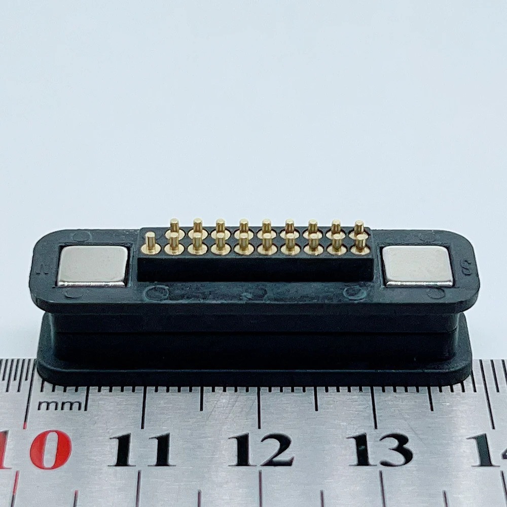 1 Paar 6P 7P 8P 9P 10P 11P 12P 13P 14P 16P 20P Magnetischer Pogo-Pin-Steckverbinder, versenkter, quadratischer, federbelasteter Stromkontakt, Sockel – Detail 17