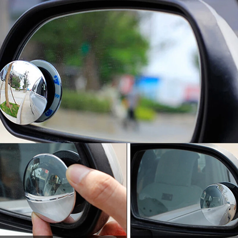 2pcs Car Rearview  Adjustable Universal Convex Mirror for parking safety 360 Degree wide angle Round blind spot mirror