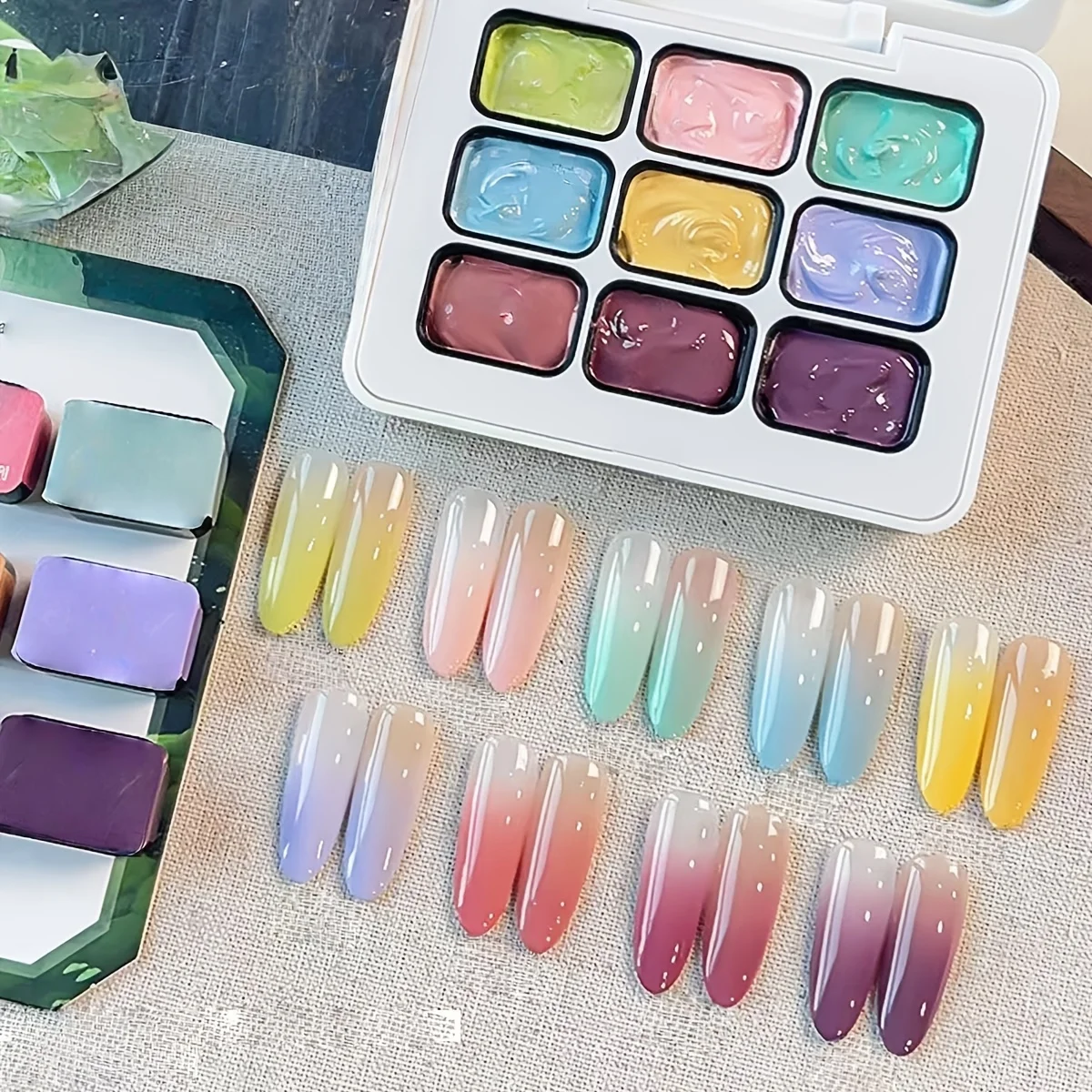 Zestaw 9-kolorowych lakierów hybrydowych - Wiosenne zdobienia paznokci, Kolory o wysokiej saturacji, Projektowanie paznokci, Kolory 3D typu Candy, Żelowe paznokcie do nakładania