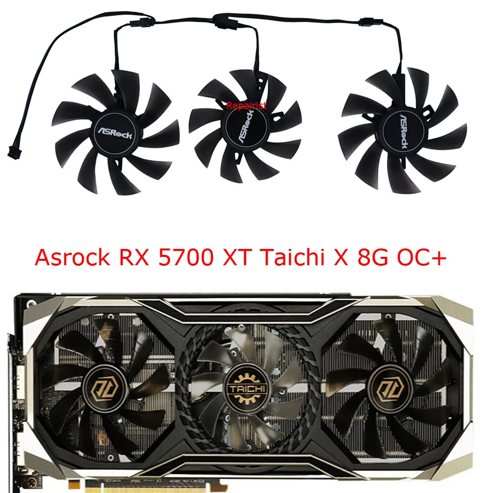 3Pcs/Set,T129215SU,T128015SU,Video Cards Cooling Fan,For Asrock Radeon RX 5700 XT 5700XT RX5700XT Taichi X 8G OC+